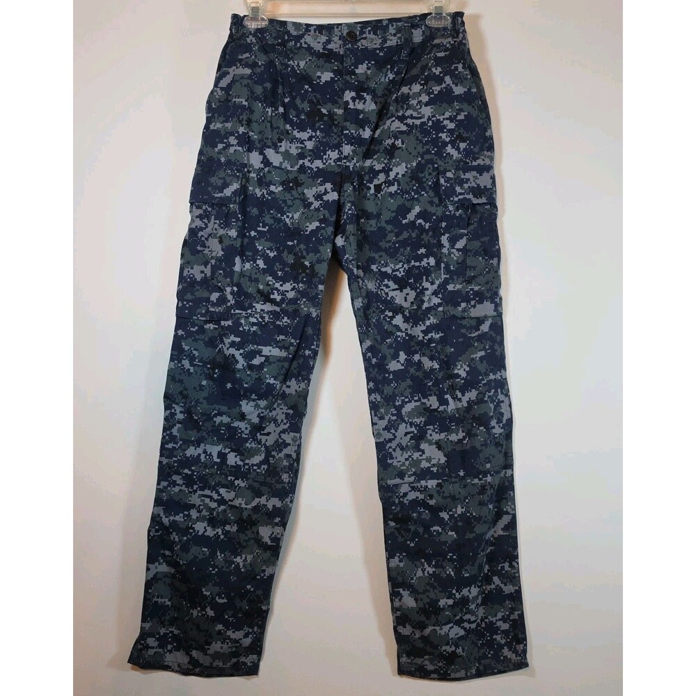 US Navy Blue Digital Camo Cargo Work Pants Men 32x32 Medium Regular Nylon/Cotton